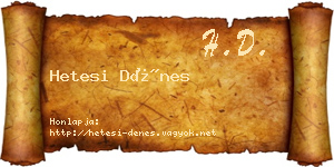 Hetesi Dénes névjegykártya